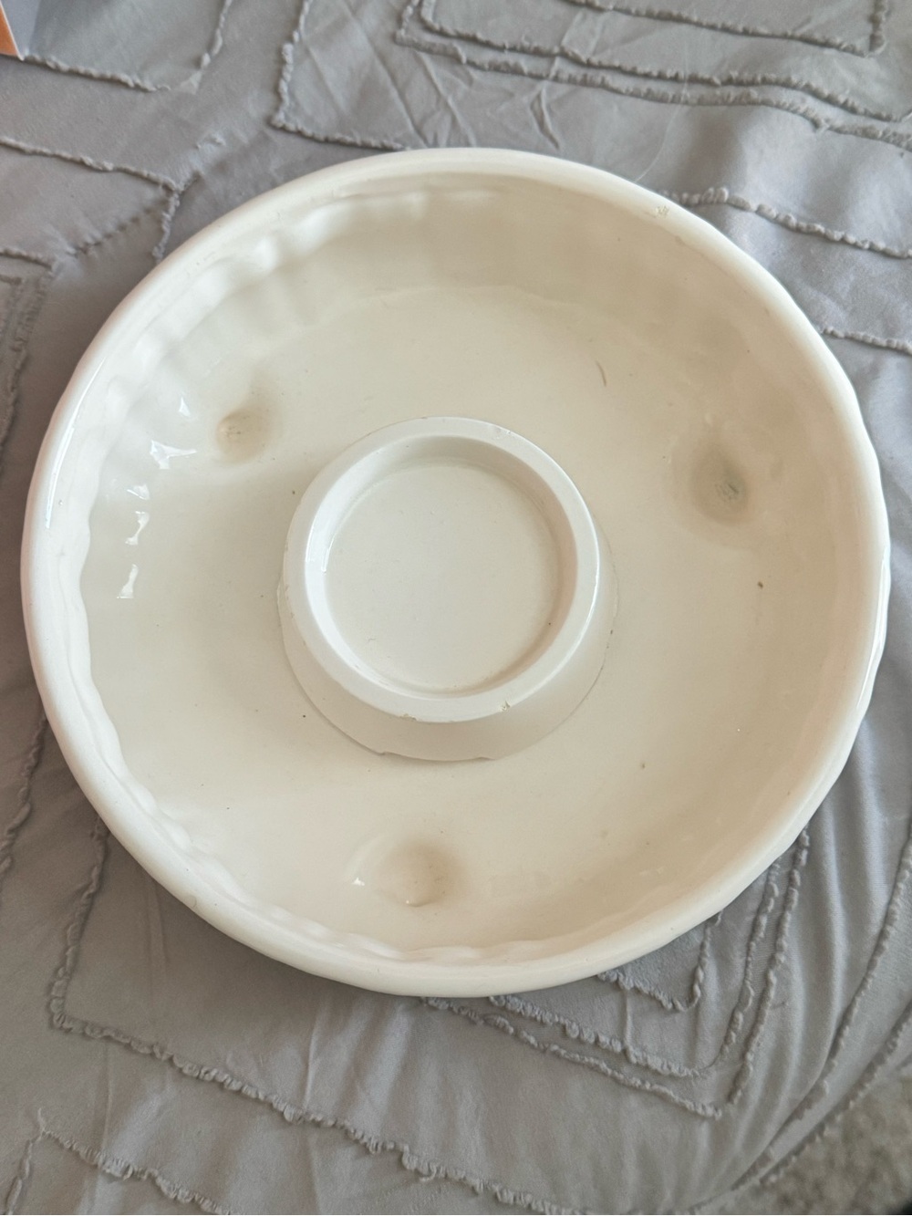 White Ceramic Footed Candle Holder Pedestal Dish – Scalloped Rim